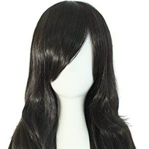 Long Black Wig with Bangs for Cosplay Halloween